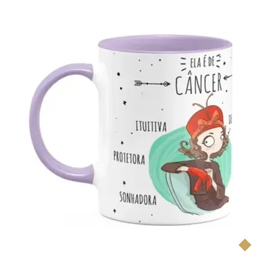 Caneca Signos Cartoon - Ela É De Câncer - B-lilac