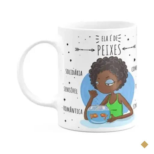 Caneca Signos Cartoon - Ela É De Peixes - M2 - 325ml