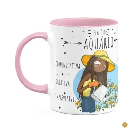 Caneca Signos Cartoon - Ela É De Aquário - B-pink - M2