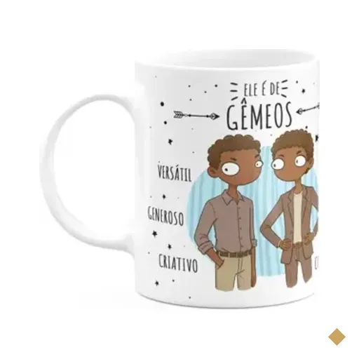 Caneca Signos Cartoon - Ele É De Gêmeos - M2 - 325ml