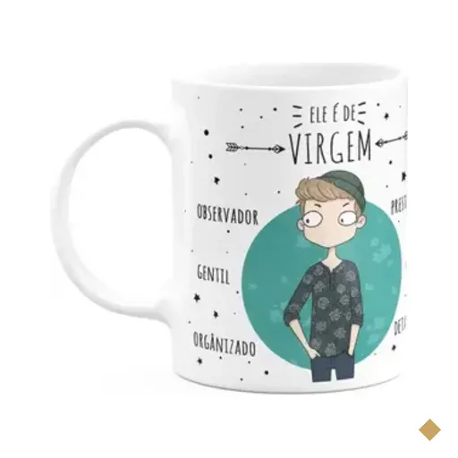 Caneca Signos Cartoon - Ele É De Virgem - 325ml