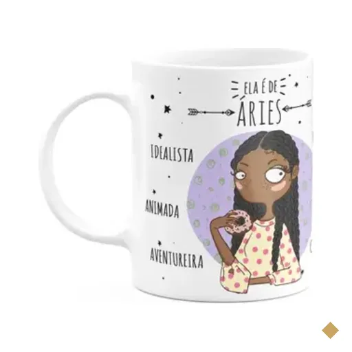 Caneca Signos Cartoon - Ela É De Áries - M2 - 325ml