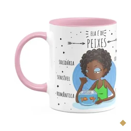 Caneca Signos Cartoon - Ela É De Peixes - B-pink - M2
