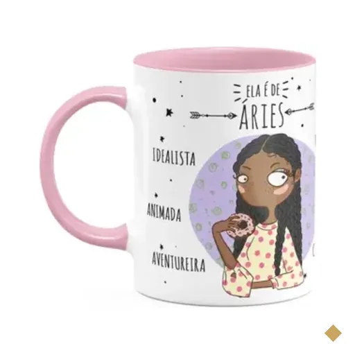 Caneca Signos Cartoon - Ela É De Áries - B-pink - M2