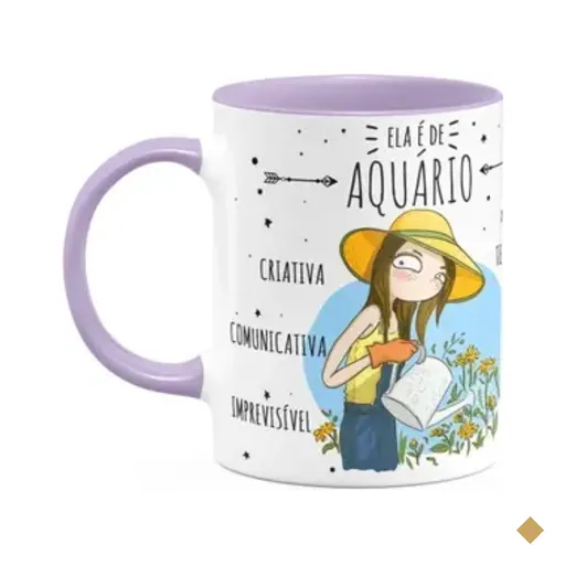 Caneca Signos Cartoon - Ela É De Aquário - B-lilac