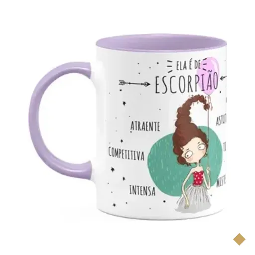 Caneca Signos Cartoon - Ela É De Escorpião - B-lilac