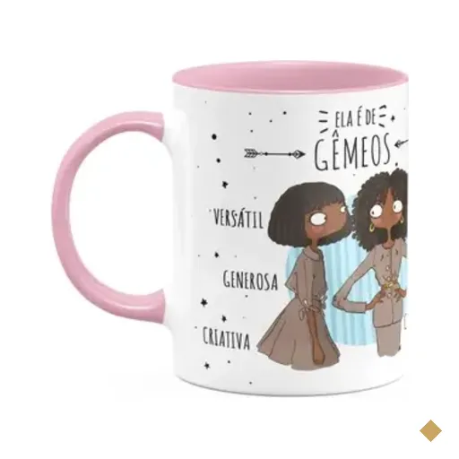 Caneca Signos Cartoon - Ela É De Gêmeos - B-pink - M2