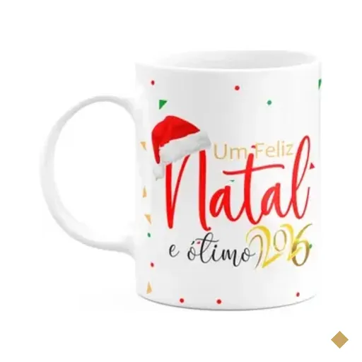 Caneca Natalina - Um Feliz Natal E Ótimo 2026 - 325ml