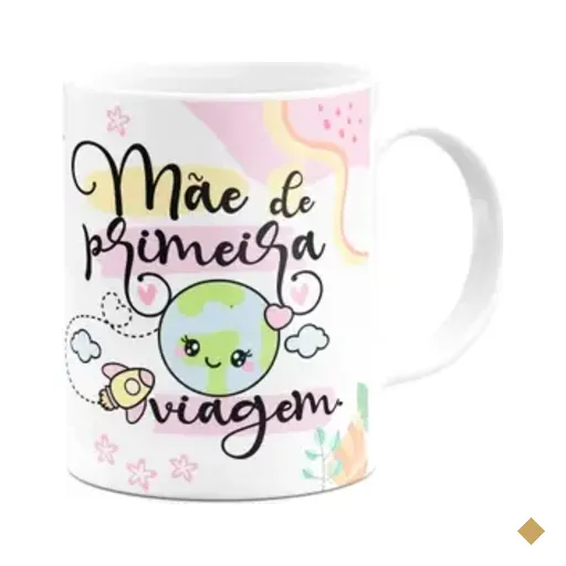 Caneca Mães - Mãe De Primeira Viagem - Feliz Dia - 325ml