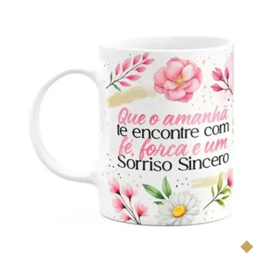 Caneca Motivação - Fé, Força E Um Sorriso Sincero