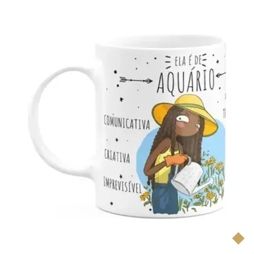 Caneca Signos Cartoon - Ela É De Aquário - M2 - 325ml