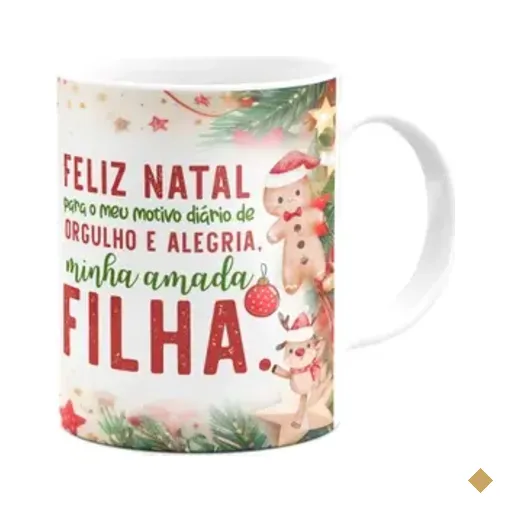 Caneca Natal Família - Feliz Natal Filha - 325ml