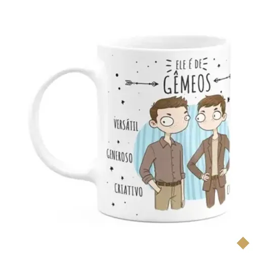 Caneca Signos Cartoon - Ele É De Gêmeos - 325ml