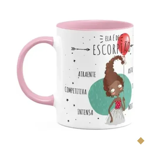 Caneca Signos Cartoon - Ela É De Escorpião - B-pink - M2