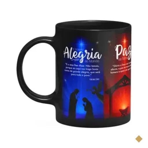 Caneca Natal Abençoado - Amor Paz Esperança Amor - Preta