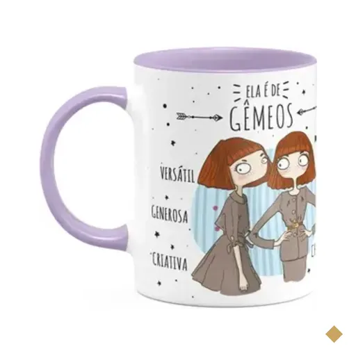 Caneca Signos Cartoon - Ela É De Gêmeos - B-lilac