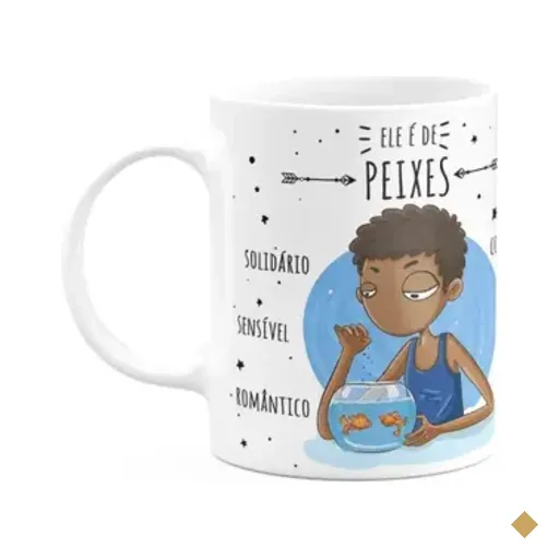 Caneca Signos Cartoon - Ele É De Peixes - M2 - 325ml