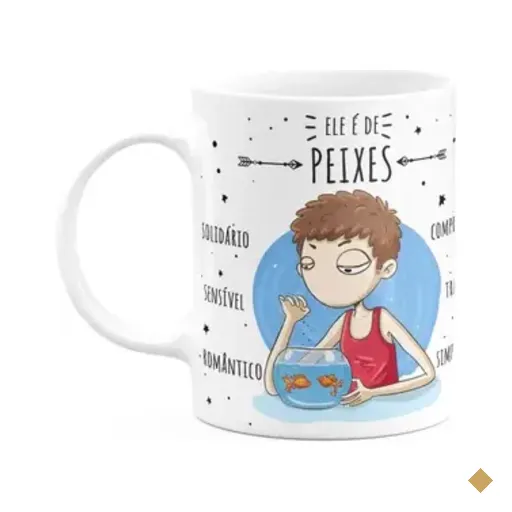 Caneca Signos Cartoon - Ele É De Peixes - 325ml