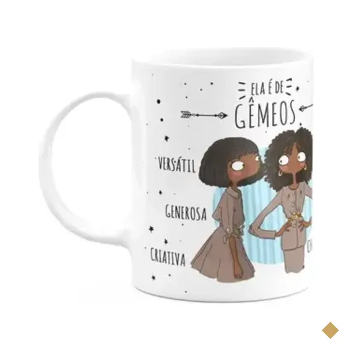 Caneca Signos Cartoon - Ela É De Gêmeos - M2 - 325ml
