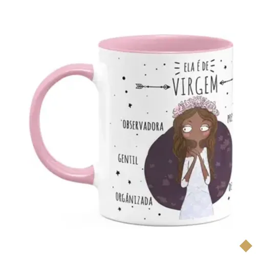 Caneca Signos Cartoon - Ela É De Virgem - B-pink - M2