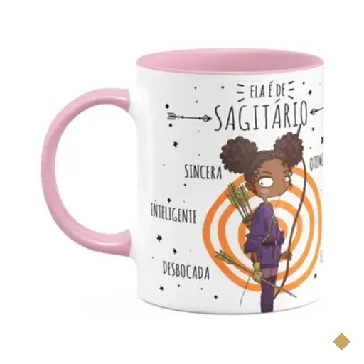 Caneca Signos Cartoon - Ela É De Sagitário - B-pink - M2