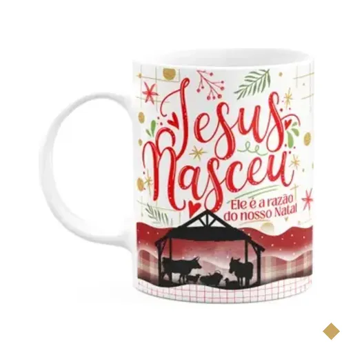 Caneca Natal Abençoado - Jesus Nasceu, A Razão Do Natal - M3