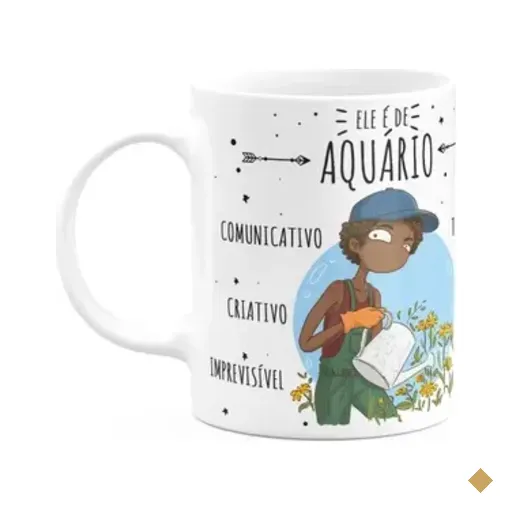 Caneca Signos Cartoon - Ele É De Aquário - M2 - 325ml