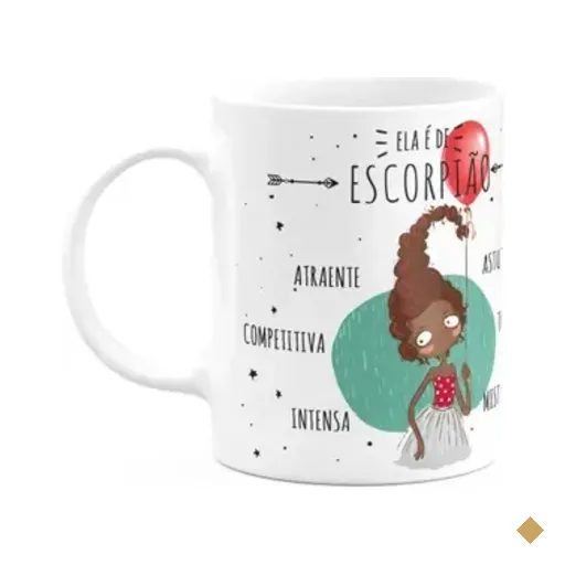 Caneca Signos Cartoon - Ela É De Escorpião - M2 - 325ml