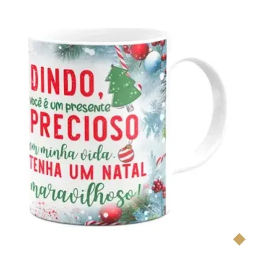 Caneca Natal Família - Feliz Natal Dindo - 325ml