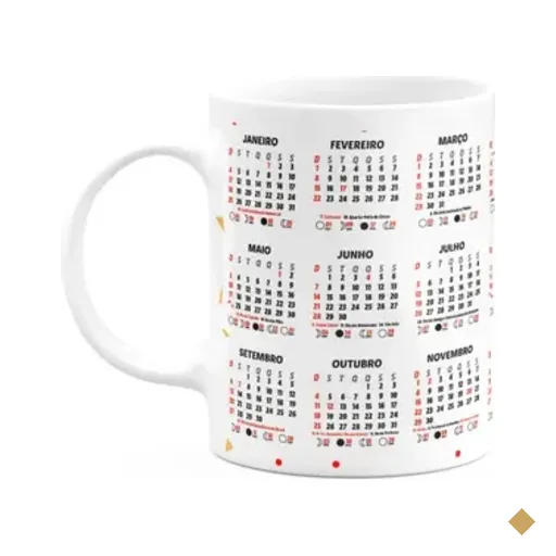 Caneca Natalina Com Calendário De 2026 - Um Feliz Natal