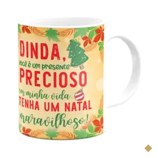 Caneca Natal Família - Feliz Natal Dinda - 325ml
