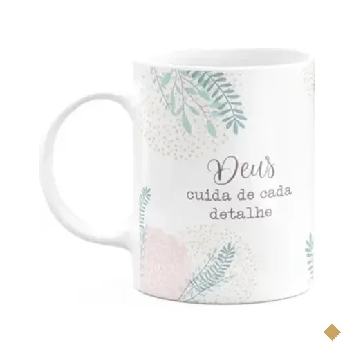 Caneca Fé - Deus Cuida De Cada Detalhe - 325ml