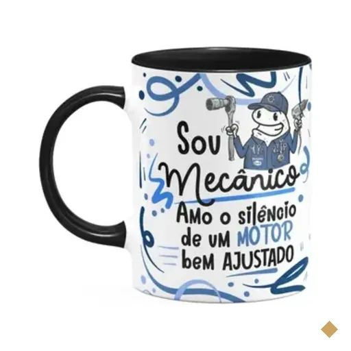 Caneca Flork Profissões - Sou Mecânico - B-black - 325ml