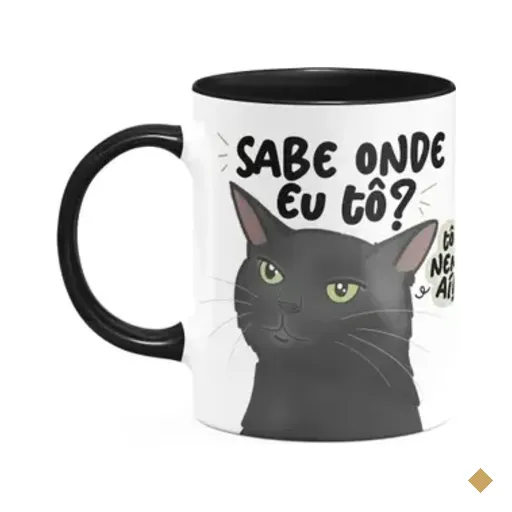 Caneca Geek Divertida Meme Gato - Sabe Onde Eu Tô?