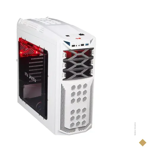 Gabinete In Win GT1 Mid Tower White / Red com Janela