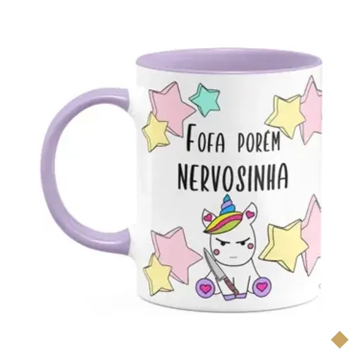 Caneca Divertida  - Fofa Porém Nervosinha! Unicorn - B-lilac