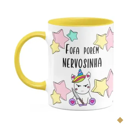 Caneca Divertida - Fofa Porém Nervosinha Unicorn - B-yellow