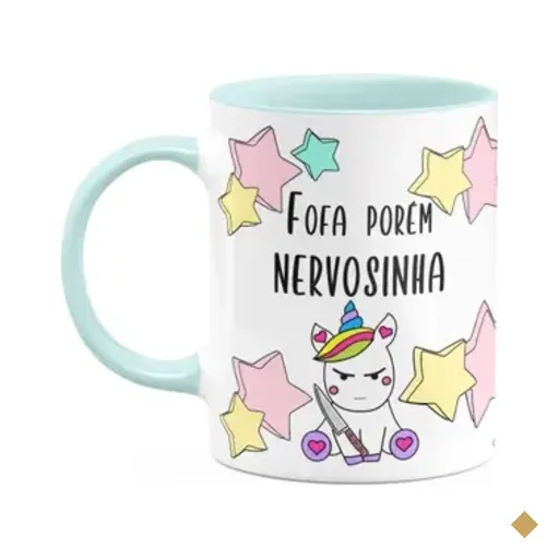 Caneca Divertida - Fofa Porém Nervosinha - Baby Blue