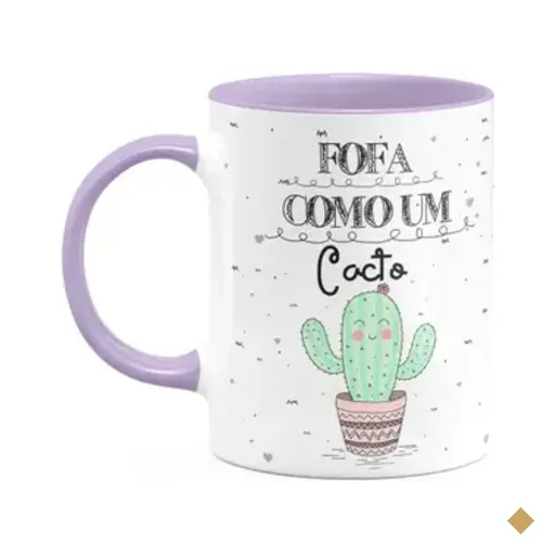 Caneca Divertida - Fofa Como Um Cacto - B-lilac - 325ml