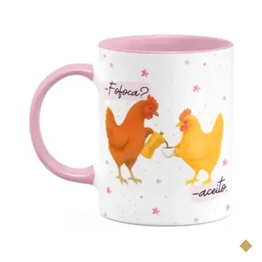 Caneca Divertida Amizade - Fofoca? Aceito - B-pink