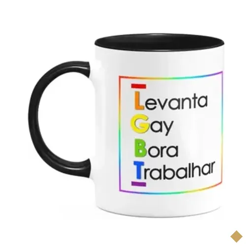 Caneca Divertida Lgbt - Levanta Gay - 325ml - B-black