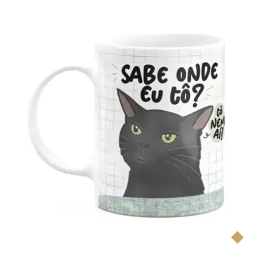 Caneca Geek Divertida Meme Gato - Sabe Onde Eu Tô? M2