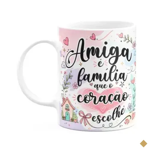Caneca Amizade - Amiga É Família Que O Coração Escolhe