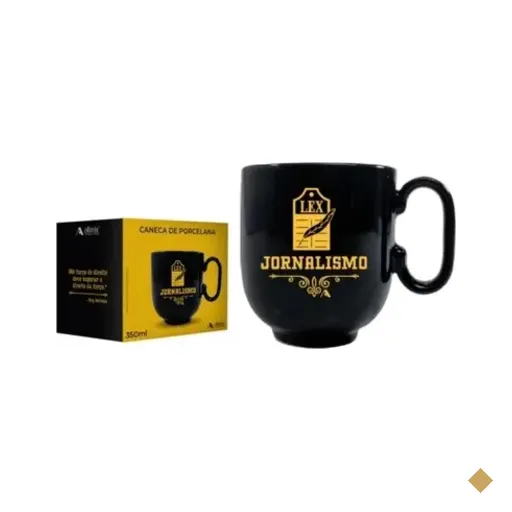 Caneca Porcelana Preta 350 Ml Jornalismo