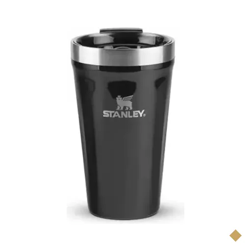 Copo Texturizado Stanley Black Gloss 473ml, Com Tampa, 8850