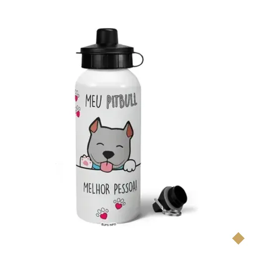 Garrafa Squeeze Mq - Meu Pitbull Cinza, Melhor Pessoa!