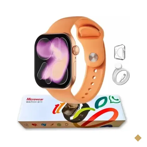 Smartwatch Microwear S11 46mm 1gb Série 11 Responde Whatsapp Laranja