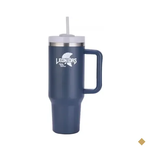 Copo Térmico Leonidas, 1180ml, Com Canudo, Quente Ou Frio, Metal, Azul Escuro…
