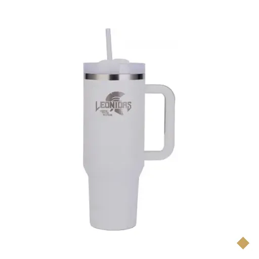 Copo Térmico Leonidas, 1180ml, Com Canudo, Quente Ou Frio, Metal, Branco, Ln-gl