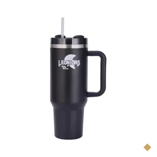 Copo Térmico Leonidas, 1180ml, Com Canudo, Quente Ou Frio, Metal, Preto, Ln-gl